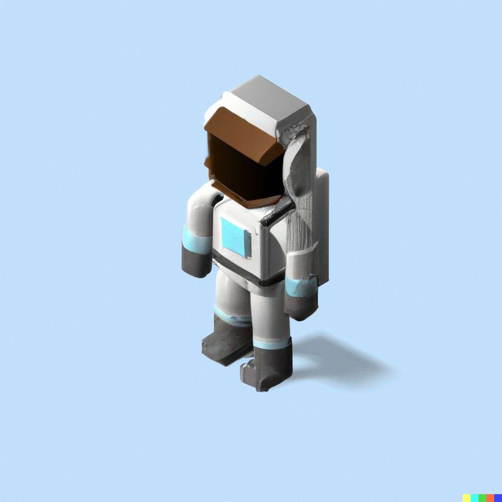 an astronaut, low polygon isometric render